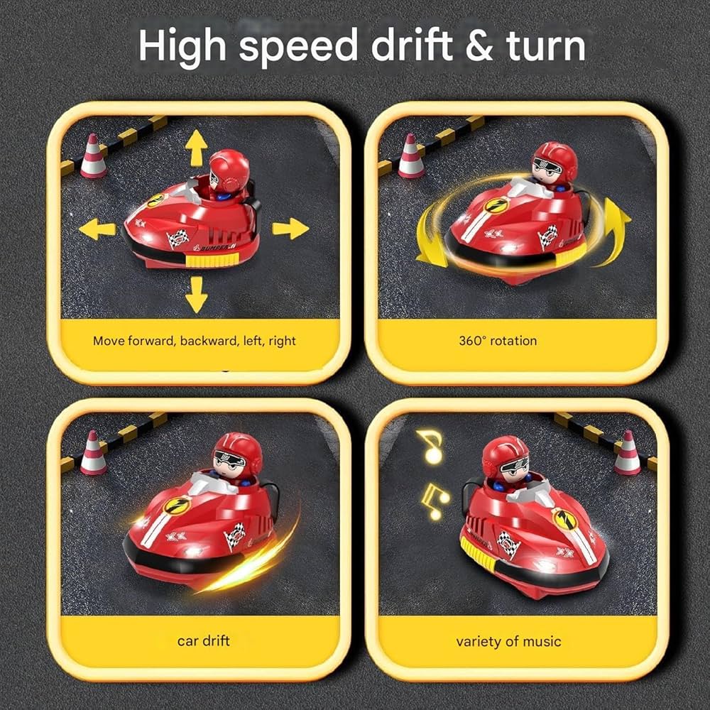 HobbyOne RC Battle Bumper Car Set – 2 Remote Control Cars with LED Lights, 360° Rotation & Parent-Child Play”