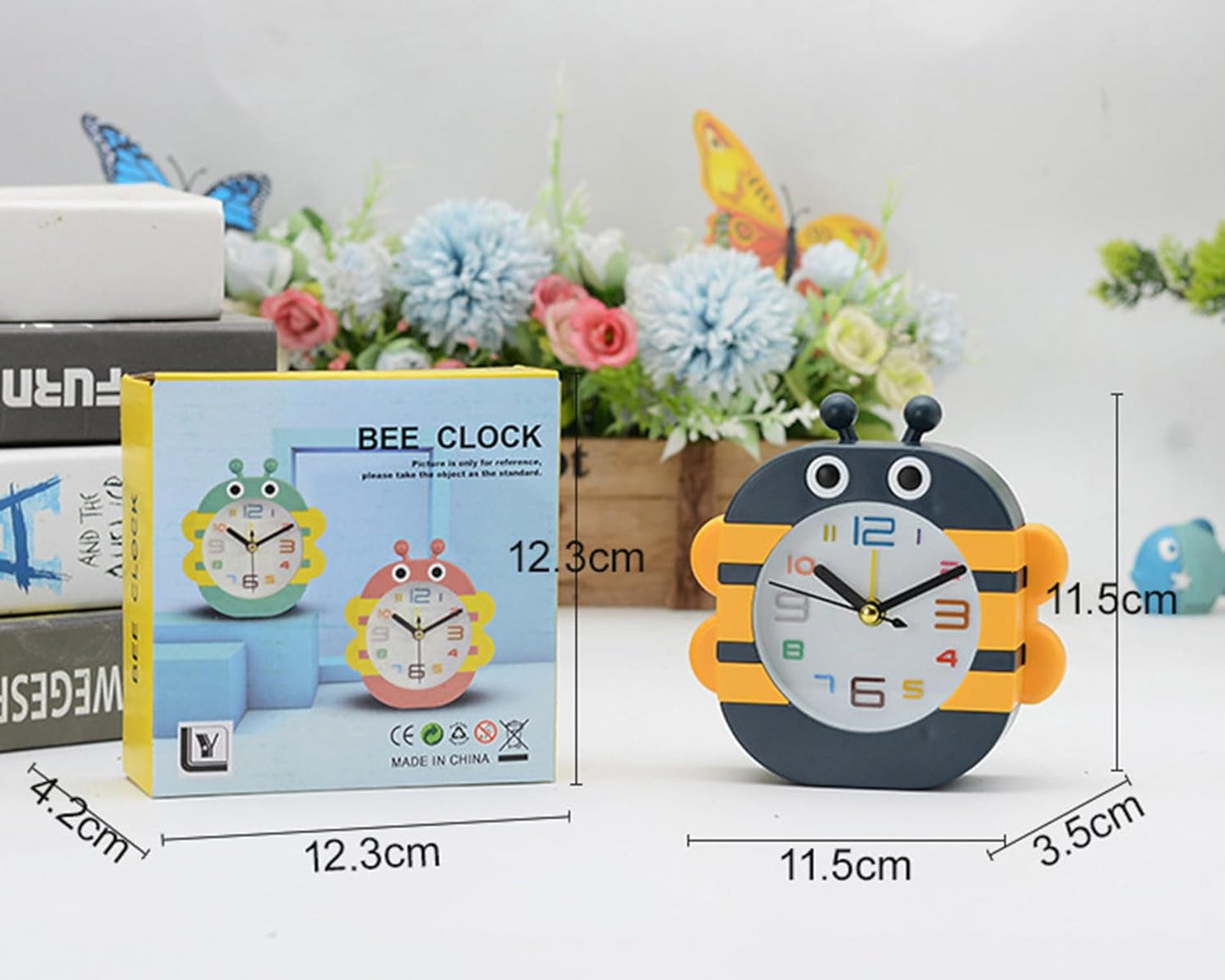 Blue Bee Design Analog Desk Alarm Clock β Cute Plastic Table Clock for Kids
