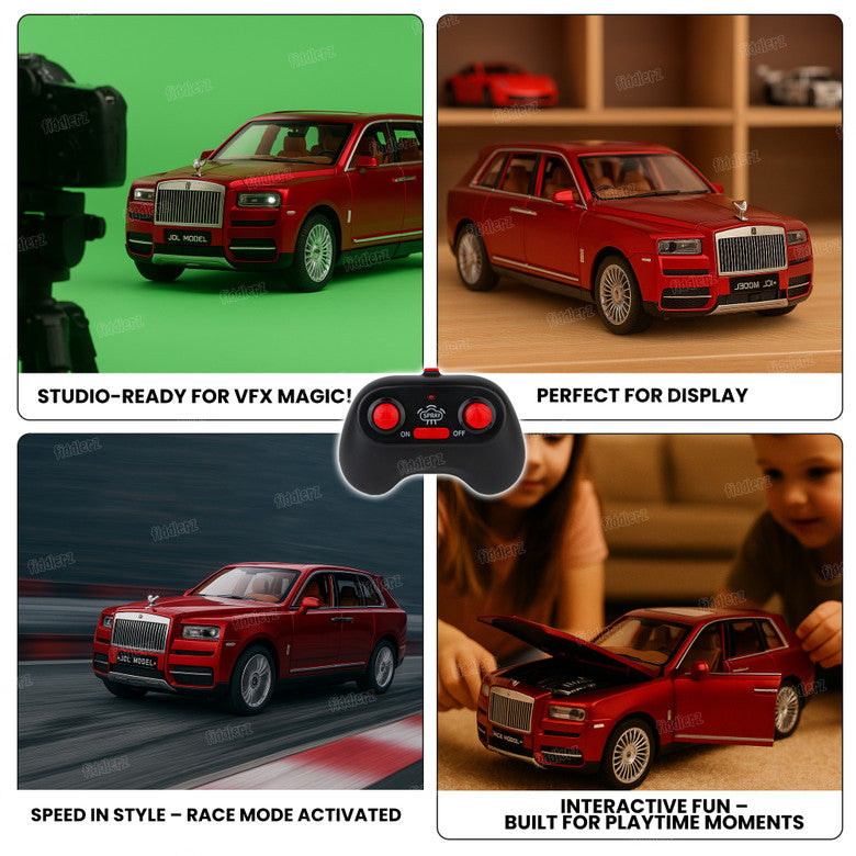 1:22 RC Rolls-Royce Cullinan – Die-Cast Metal Toy Car with Lights, Smoke & Openable Doors for Kids