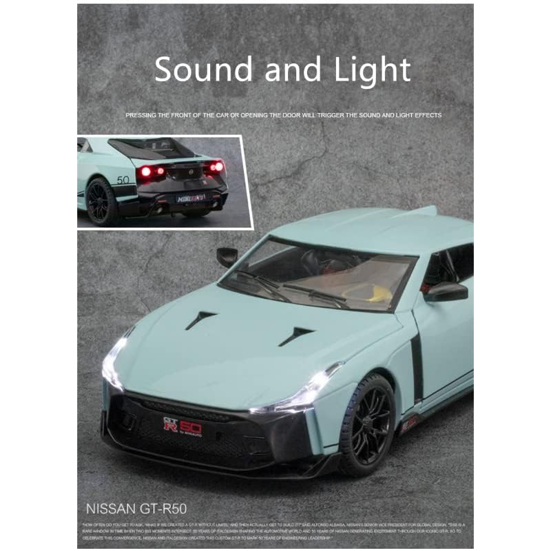 1:24 Scale Nissan GT-R50 Alloy Metal Pull-Back Car Toy with Light & Sound – Kids Mini Model