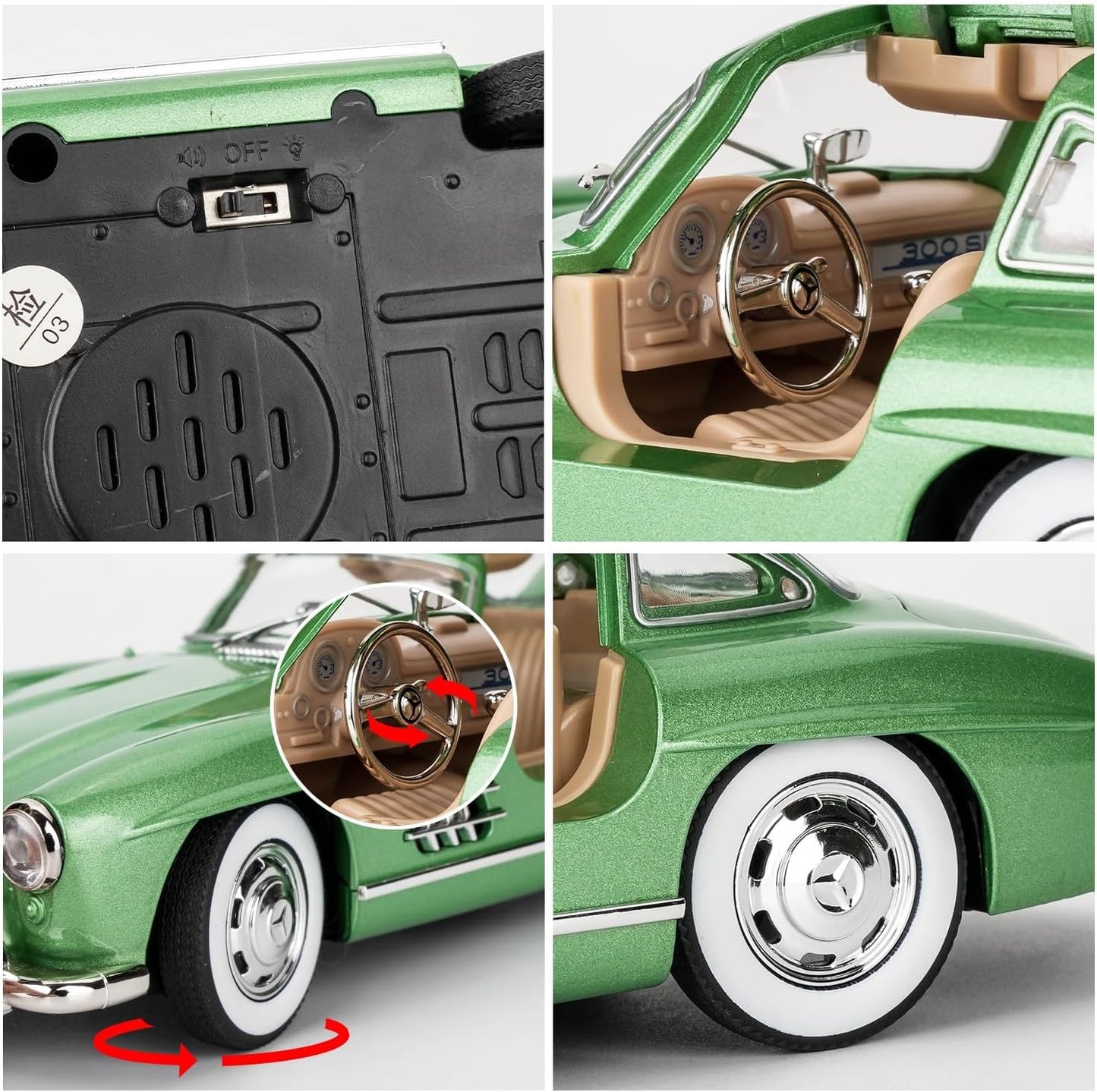 Red 1954 Mercedes-Benz 300 SL Die-Cast Car – 1:24 Scale Metal Model