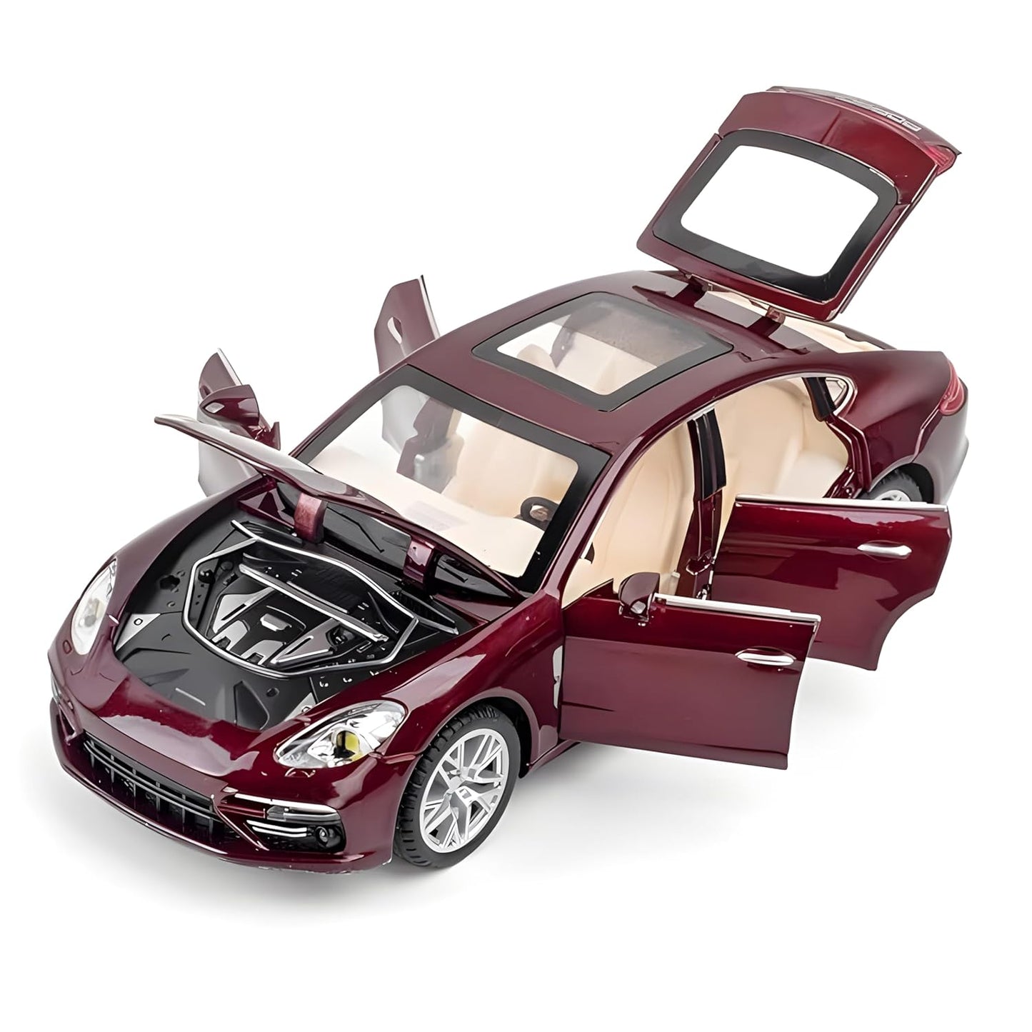 Blue Porsche Panamera Alloy Model Car – 1:24 Scale Pull-Back Toy with Lights & Sound