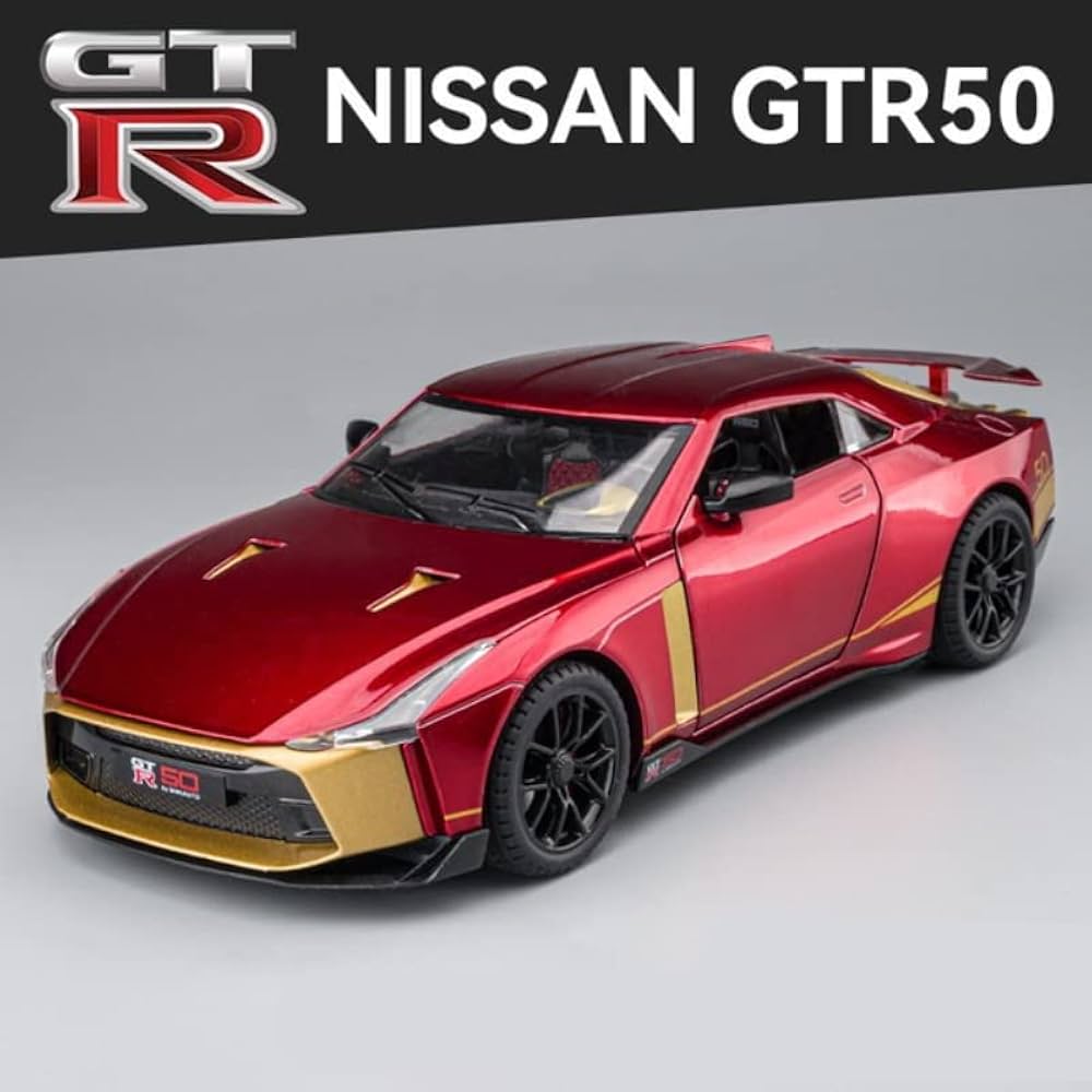 1:24 Scale Nissan GT-R50 Alloy Metal Pull-Back Car Toy with Light & Sound – Kids Mini Model