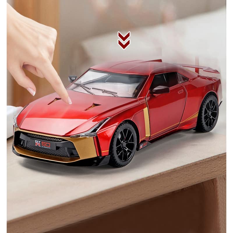 1:24 Scale Nissan GT-R50 Alloy Metal Pull-Back Car Toy with Light & Sound – Kids Mini Model