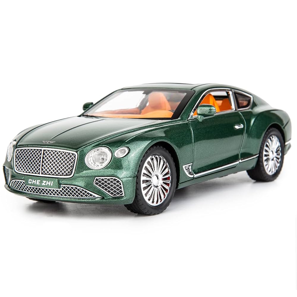 Bentley Continental Diecast Model Car 1:24 – Zinc Alloy Pullback Toy Vehicle with Lights, Music & Openable Doors