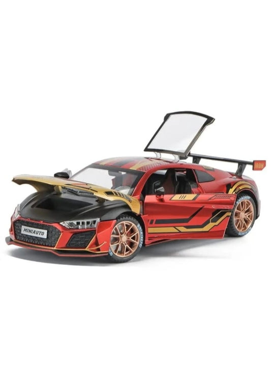 Audi R8 Diecast Model Car 1:24 Scale | Alloy Metal Pull Back Toy with Openable Doors, Lights & Music – Kids Big Size Toy Vehicle