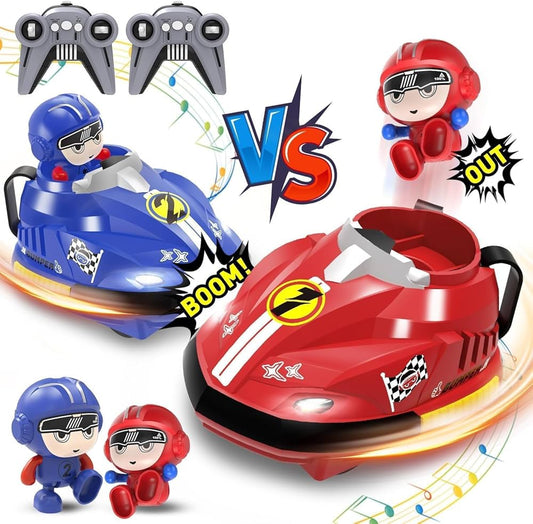 HobbyOne RC Battle Bumper Car Set – 2 Remote Control Cars with LED Lights, 360° Rotation & Parent-Child Play”