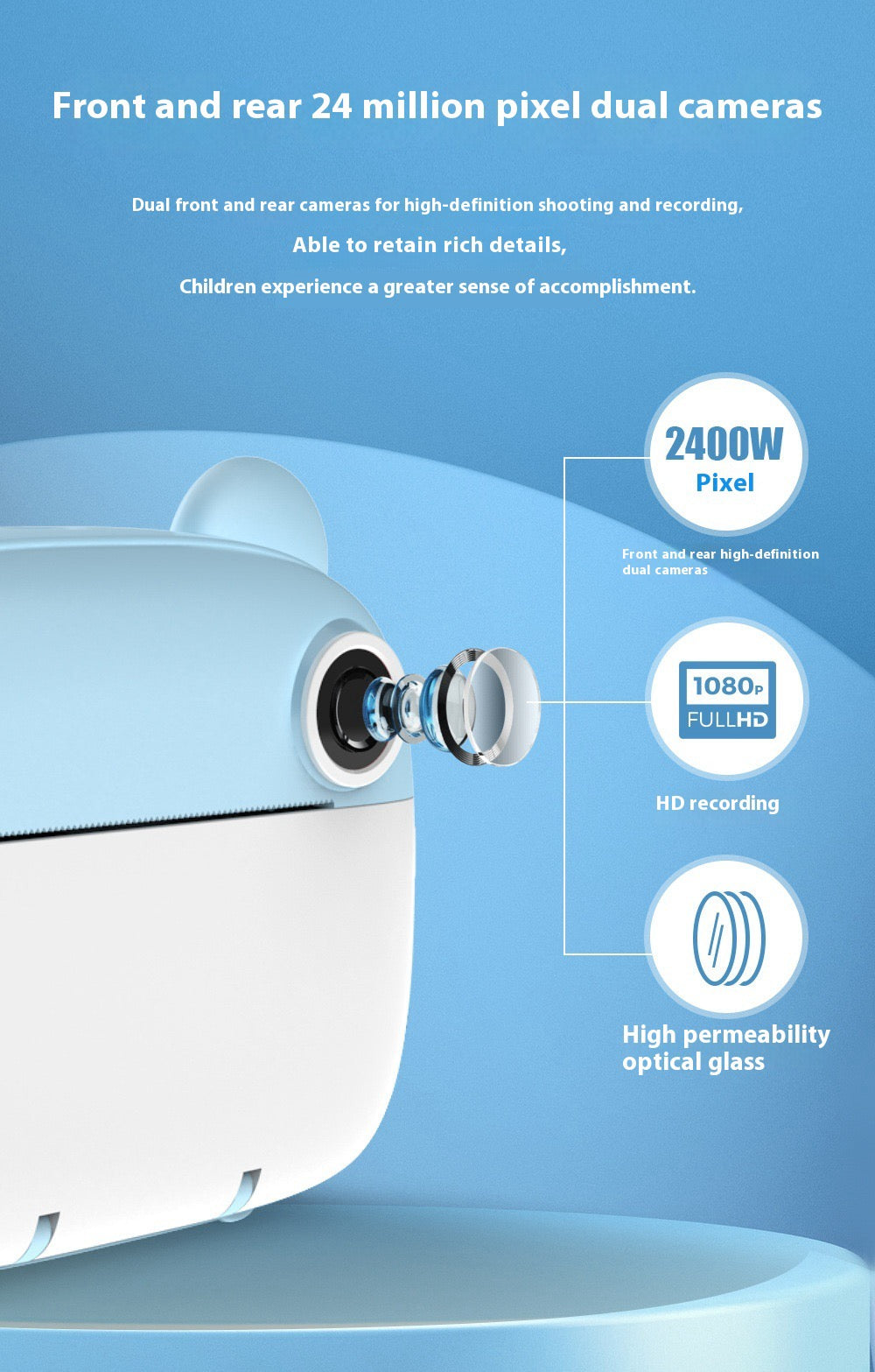 ✨ Instant Print A22C Kids Digital Camera – 24MP HD, Fun Learning Toy & Perfect Gift for Creative Kids 🎁