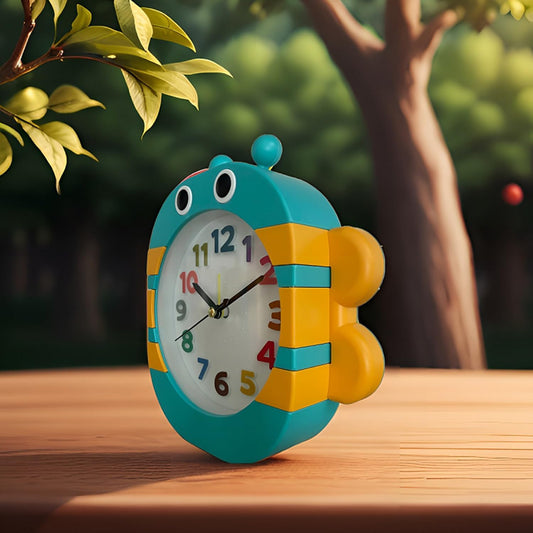 Blue Bee Design Analog Desk Alarm Clock – Cute Plastic Table Clock for Kids
