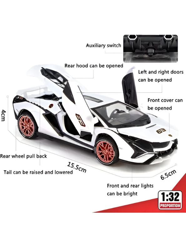 Premium Lamborghini LP770-4 Alloy Model Car – 1:32 Scale Die-Cast, Pull Back, Lights & Sound