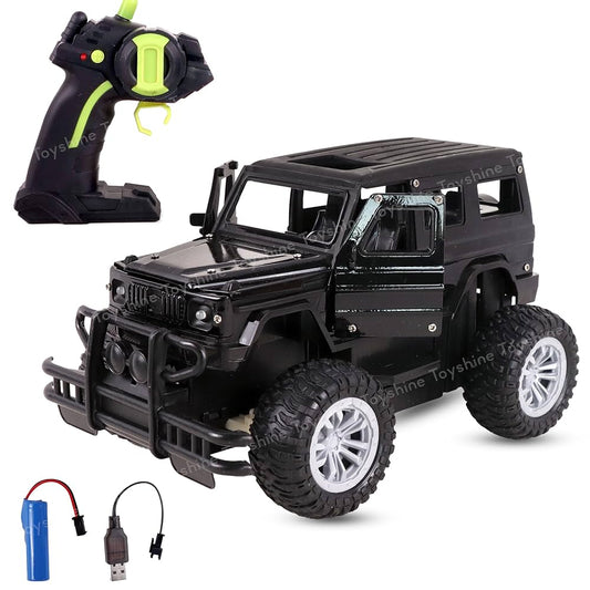 4WD Die-Cast Monster RC Truck | Rock Climbing Remote Control Stunt Car with Doors & Hood (Black)