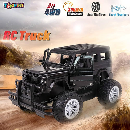 4WD Die-Cast Monster RC Truck | Rock Climbing Remote Control Stunt Car with Doors & Hood (Black)