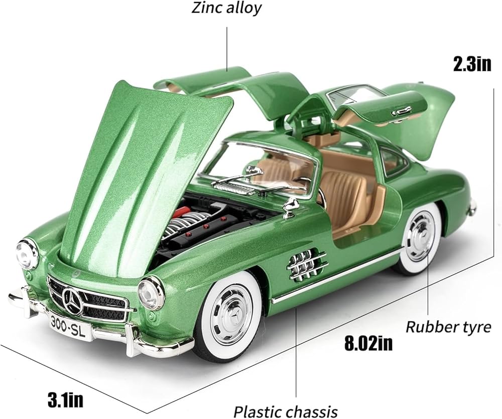 Red 1954 Mercedes-Benz 300 SL Die-Cast Car – 1:24 Scale Metal Model