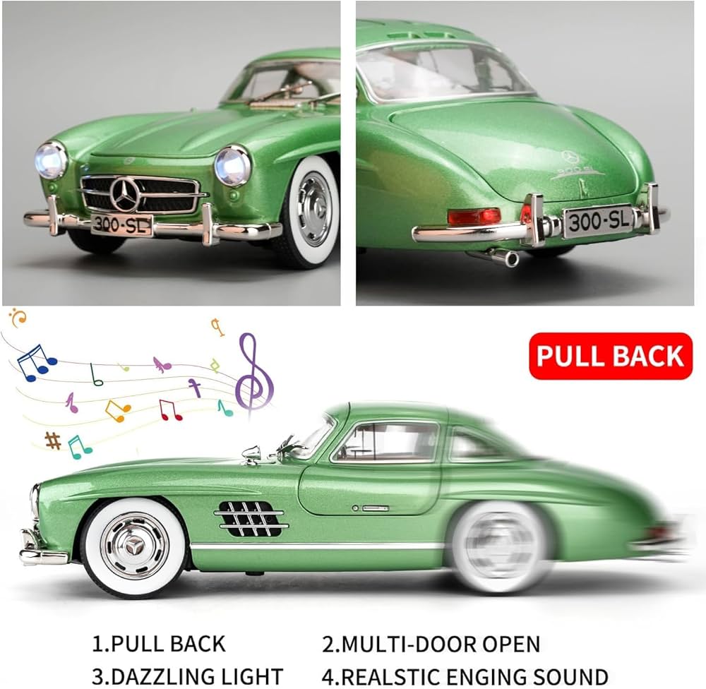 Red 1954 Mercedes-Benz 300 SL Die-Cast Car – 1:24 Scale Metal Model