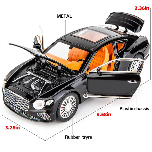 Bentley Continental Diecast Model Car 1:24 – Zinc Alloy Pullback Toy Vehicle with Lights, Music & Openable Doors