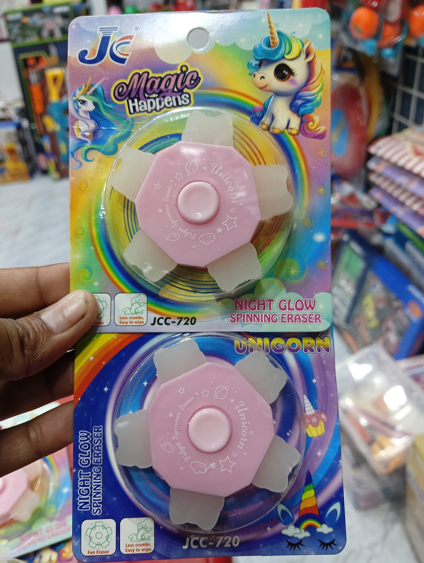 Night glow spinneg eraser